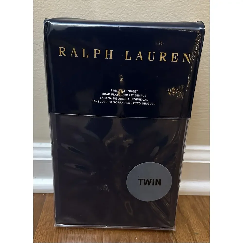 Ralph Lauren RL 464 TC Solid Percale Polo Navy Twin Flat Sheet NEW